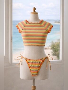 L*SPACE Under The Sun Swim Set Medium Wildflower Top Roger Bottom NWT